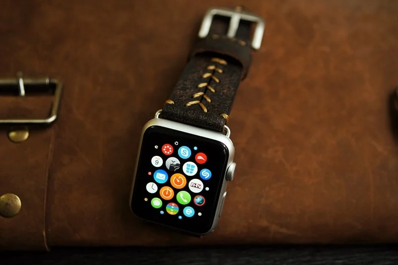 AWBF89-D2-GOLD handgefertigt Vintage Leder Uhrenarmband incl. Lugs Adapter für Apple Watch 1 und 2 (oder Apple Watch Sport) 42mm oder 38mm – Bild 3